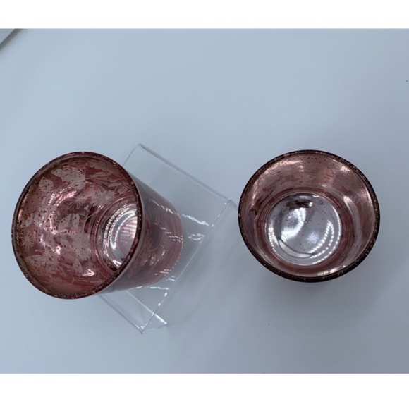 EUC 2 Candle Holders in Pink w/ Butterflies & Flowers for Votives or Tea Lights - Picture 2 of 3